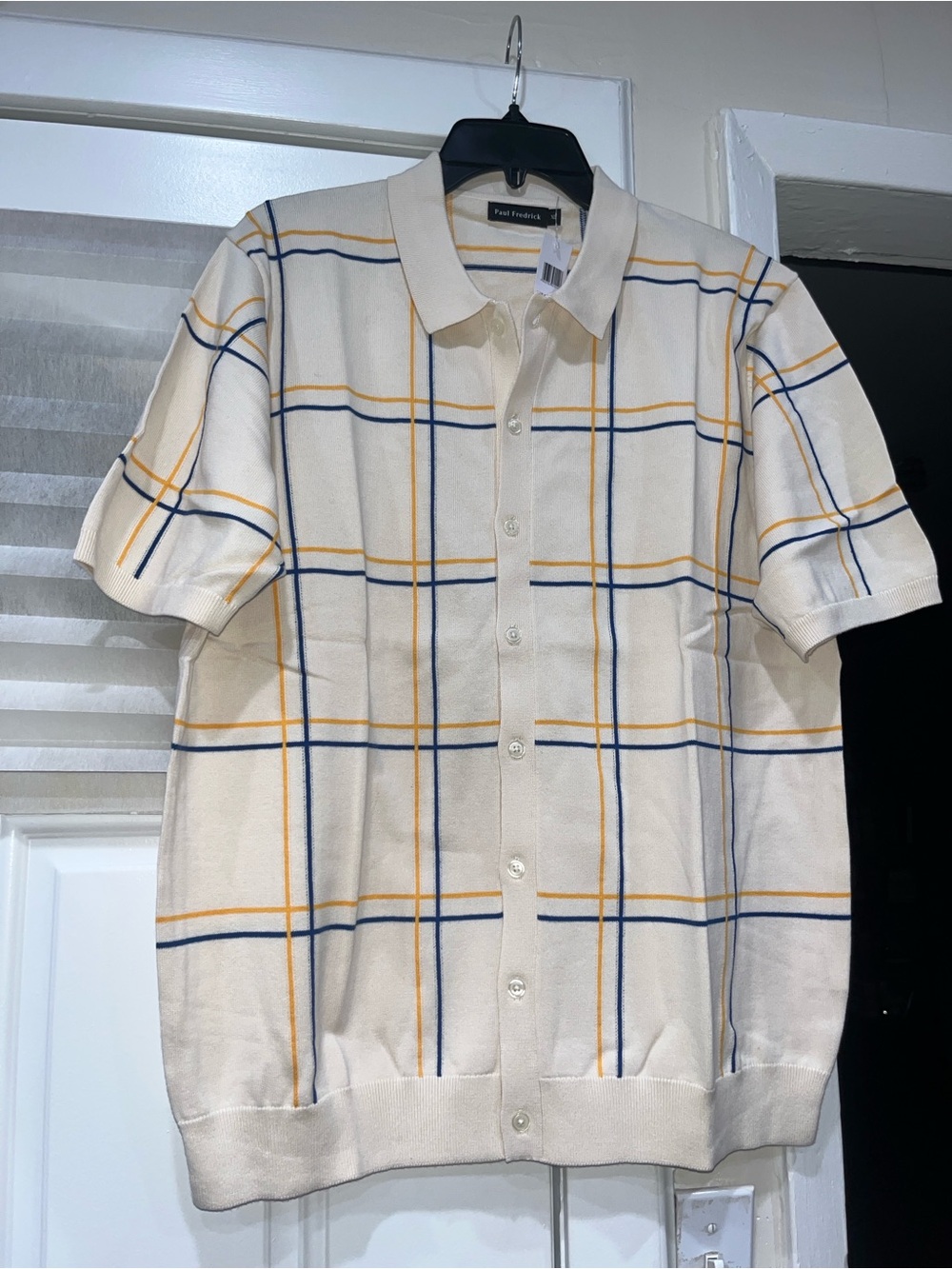 Paul Fredrick windowpane knit shirt